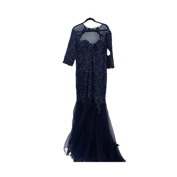 Marsoni by Colors Mother Of The Bride Trumpt Lace Gown In Midnight Blue Size XL - Picture 6 of 12